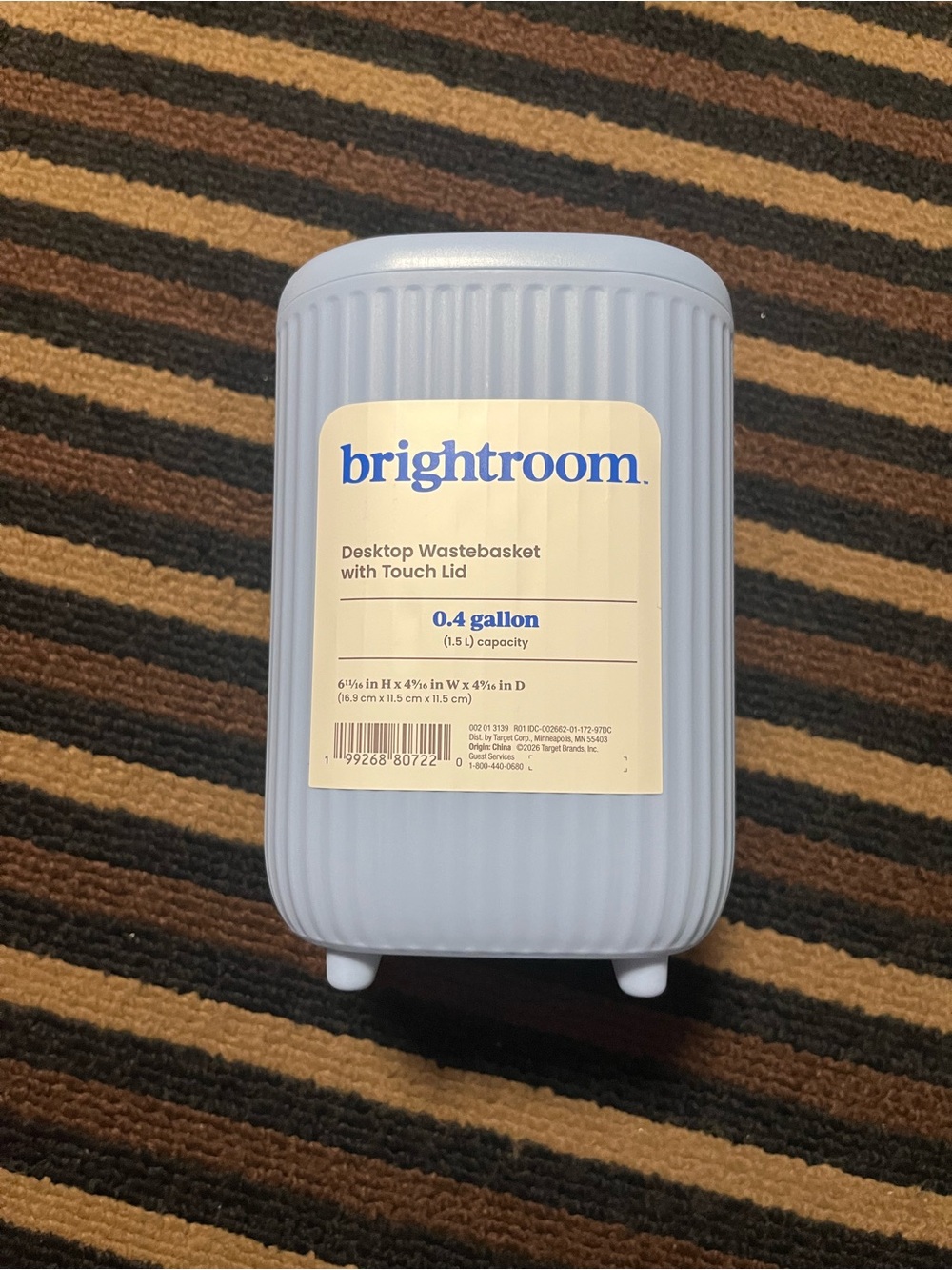 Blue Desktop Wastebasket with Touch Lid
